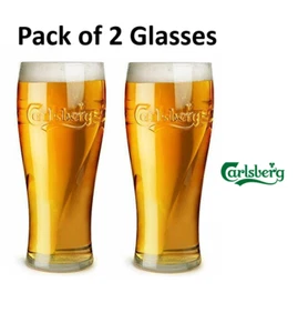 Vasos de pinta Carlsberg (2 piezas) 20 oz vaso de cerveza en relieve Carlsberg nucleado nuevo - Imagen 1 de 2