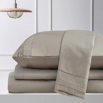Luxury Bamboo Sheets,Queen King Full Twin Split Size, Deep Pocket Fitted Sheets - Image 1 of 4