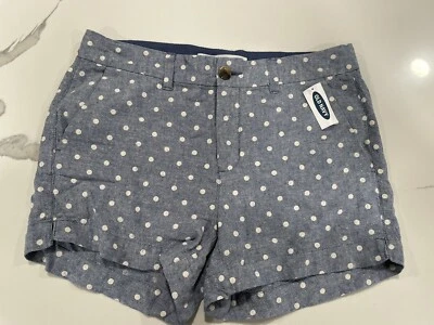 Novo com etiquetas Old Navy feminino 6 bolinhas azuis todos os dias cintura média curta 3,5" AK12 - Imagem 1 de 3