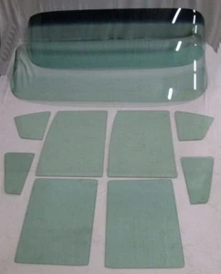 1958 Chev Pontiac 4 Door Sedan Glass Windshield Vents Doors Rear Back Set Green - Picture 1 of 4