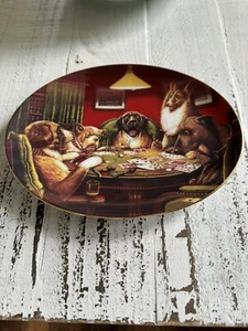 Franklin Mint.. Winner Takes All Porcelain Plate. Puppies Playing Poker. - Picture 1 of 3