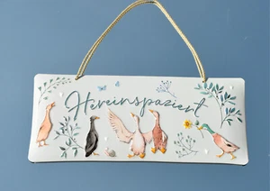 Enten Wiesengeschnatter / Hereinspaziert - Türschild geprägtes Schild aus Blech - Bild 1 von 1