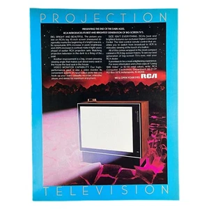 Pubblicità Stampa TV Grande Schermo RCA 1983 Vintage anni 80 8,25x11” Proiezione Televisore - Foto 1 di 1