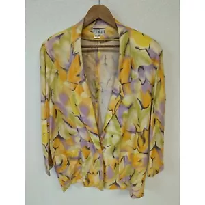 Kenar Womens L Multi-Color Vintage Linen Blazer - Picture 1 of 7