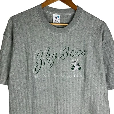 Vintage 90s Cal Cru Sz L Shirt Sky Sox Baseball Colorado Springs Striped USA - Image 1 of 4