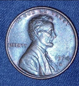 1974d Lincoln Cent - Mint Mark Repunch D/D, B IN LIB DBL, Reverse Cent Doubling - Picture 1 of 2