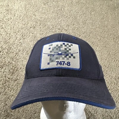 Vtg Boeing Hat Cap Adult Gray Strapback 747-8 Logo Patch AIrliner Flying 90s Y2K - Image 1 of 4