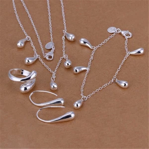 Plata 925 Mujeres Dije sólido boda gota anillo pulsera pendiente joyería - Imagen 1 de 1