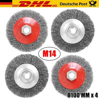 4x Kegelbürste Drahtbürste Gewellt 100 mm M14 Bürste für Flex & Winkelschleifer - Bild 1 von 4
