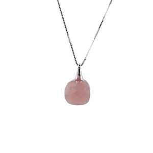 Catenina ciondolo Argento925 con pietra quarzo rosa gioiello elegante vintage - Foto 1 di 2