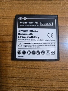 REPLACEMENT BATTERY FOR SAMSUNG PHONE i9000, T959, i500, EPIC 4G. Li-iON 3.7V - Bild 1 von 6