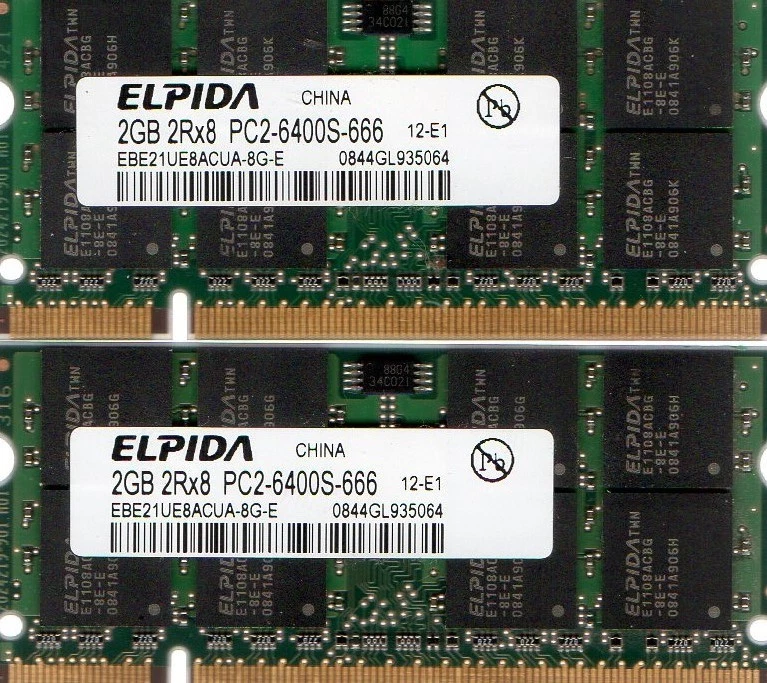 4GB 2x 2GB Dell Inspiron 1501 1520 1525ee 1526ee 1545 1546 1720 1721 1750 Memory - Image 1 of 1