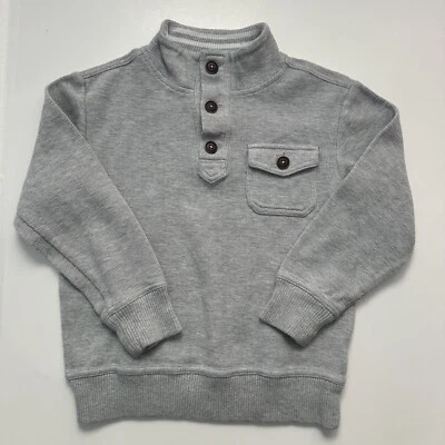 Crazy 8 Boys Gray Long Sleeve Pullover Quarter Button Sweater Size Small 5-6 - Image 1 of 4