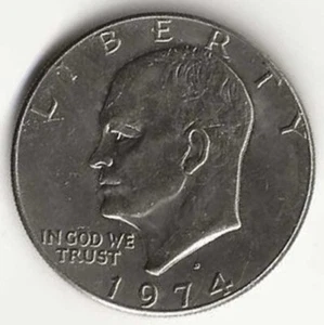 1974 D Eisenhower Dollar 75% copper and 25% nickel clad and a 100% copper core, - Picture 1 of 2