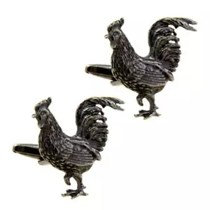 GEMELOS DE GALLO DE PAVONEO Gallo Pistola Negro Boda Novio con Bolsa de Regalo - Imagen 1 de 4
