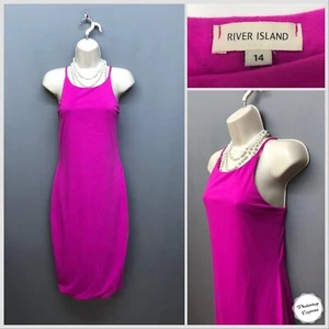 River Island Bright Purple Strappy Curvy Stress Dress UK 14 EUR 40 US 10 Party - Picture 1 of 12
