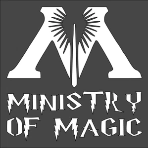1- 8x8 inch Custom Cut Stencil, (VJ-20) Ministry Of Magic - Picture 1 of 1