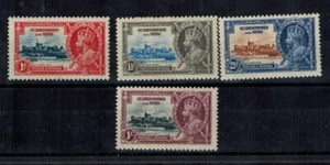St. Christopher Nevis 1935 KG V Silver Jubilee Set w/1S Central Flag Pole Flaw - Picture 1 of 2
