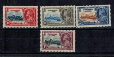 St. Christopher Nevis 1935 KG V Silver Jubilee Set w/1S Central Flag Pole Flaw - Image 1 of 2