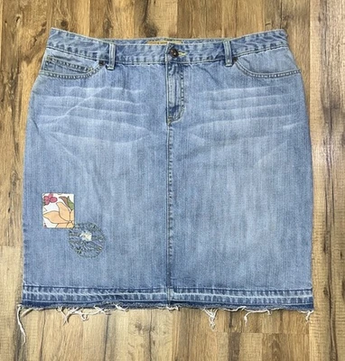 Antigua falda vaquera azul marino para mujer talla grande 18 retazos divertida informal Foto 1 de 4