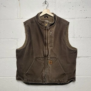 Carhartt Sherpa-Lined Mock-Neck Vest “Dark Brown” V33 DKB Men’s X-Large - Picture 1 of 11