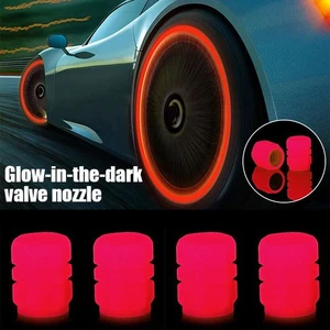 Car Wheel Valve Caps Tire Valve Cap Valve Stem Cap Bonnets Dust Coverglow @ - Picture 1 of 13