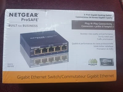 Netgear GS105 Prosafe 5-Port Gigabit Ethernet Switch  Sealed - Image 1 of 4