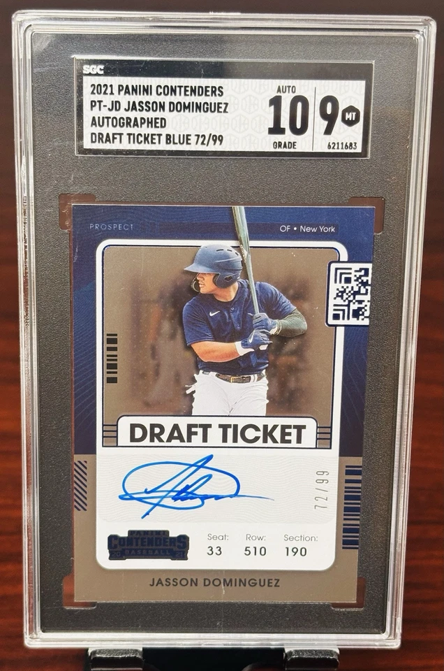 2021 Panini Contenders Prospect Blue Draft Ticket /99 Jasson Dominguez Auto - Image 1 of 2