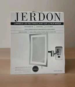 Led Lighted Wall Mounted Mirror 5x Magnification Nickel Finish By Jerdon *NEW* - Picture 1 of 8