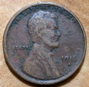 1916-S Lincoln Cent 1c BN L B Grease Error - Picture 1 of 3