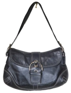 Vintage Coach F10192 Soho Buckle Flap Soft Black Leather Shoulder Bag Purse - Bild 1 von 11