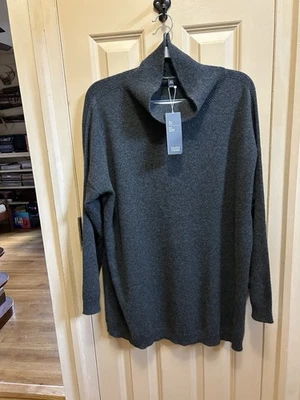 NUEVO CON ETIQUETAS LUX Suéter Gris Capucha Larga Cachemira Italiana Pura Eileen Fisher XL $438 Foto 1 de 4