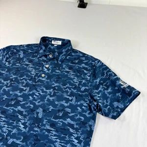 Peter Millar Hemd Herren Small Blau Camouflage Polo Sommer Komfort Golf Performance - Bild 1 von 9