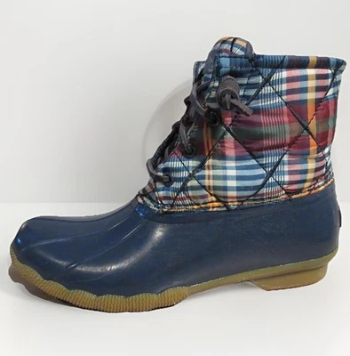 Botas Sperry de agua salada para mujer talla 7 azul marino a cuadros acolchadas zapatos de lluvia STS85533 Foto 1 de 4