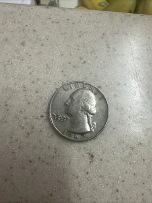 1967 Washington Quarter Dollar Coin No Mint Mark 25 Cents - Image 1 of 2