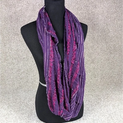 Bufanda Infinity púrpura rosa a rayas ligera de moda bufanda para mujer Foto 1 de 4