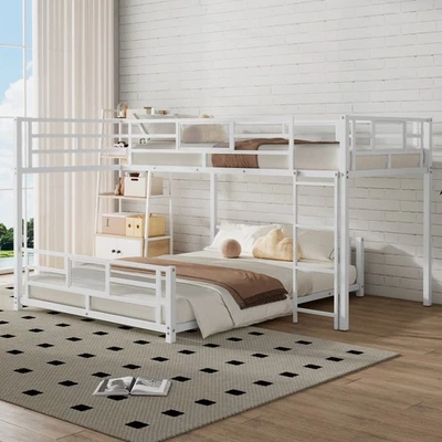 L Shaped Metal Twin over Full Size Bunk Bed - Image 1 of 4