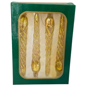 Vintage 8" Winward Holidays Gold Akzent gedrehtes Glas Weihnachtsschmuck 4er Set - Bild 1 von 10