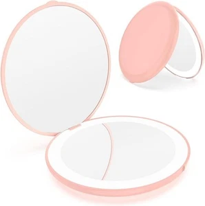 Makeup Mirror with Light, Rechargeable 1x/2x Compact Magnifying Mirror, Dimmable - Picture 1 of 6
