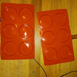 SET OF 2 RED SILICONES FLAT 6 /3 INCH ROUND BAKING - Picture 1 of 1