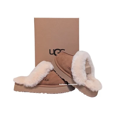New 100% Authentic UGG Soft Disquette Platform Slippers Chestnut Women's Shoes - Image 1 of 4