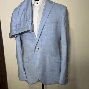 Topman men's 2 Piece suit Light Blue size 42R W36 L32 One Button - Picture 1 of 15