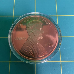 1909 VDB NOVELTY LINCOLN CENT PENNY ~ 2" NOVELTY COIN MEDAL TOKEN - Picture 1 of 2