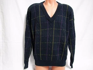 Vintage Nautica Sweater Mens XL Navy Long Sleeve V-Neck 100% Cotton Hong Kong    - Picture 1 of 6