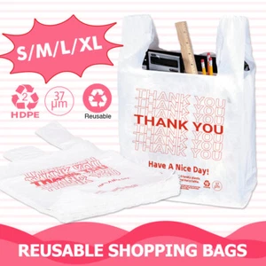 Reusable Recyclable Singlet Shopping Bags Carry Bags Heavy Duty Grocery Shopping - Picture 1 of 12