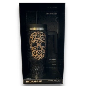HYDRAPEAK Skull 40oz Voyager Cheetah Print Bling Black Gold 2024 BNWT - Picture 1 of 6