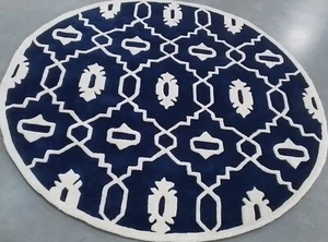 DARK BLUE / IVORY 5' X 5' RD Back Stain Rug, Reduced Price 1172761633 CHT745C-5R - Picture 1 of 4