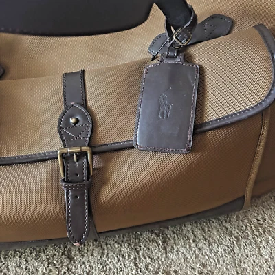 Vintage Polo Ralph Lauren Large Brown Coated Canvas & Leather Duffel Bag Wheeled - Image 1 of 4