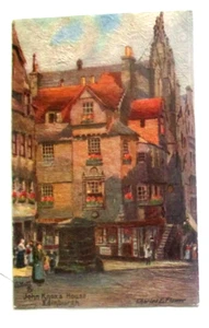 Cartolina d’epoca anni 1910 in prelino Tucks texture della casa di John Knox, Edimburgo - Foto 1 di 2