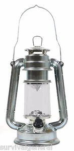 9.5" Silver Metal Hurricane Lantern Camping Survival Emergencies Disaster 15 LED - Picture 1 of 3